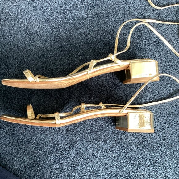 Gold Jeffrey Campbell Strappy Sandals with 1.5" Heel - sz 9 - Picture 3 of 7